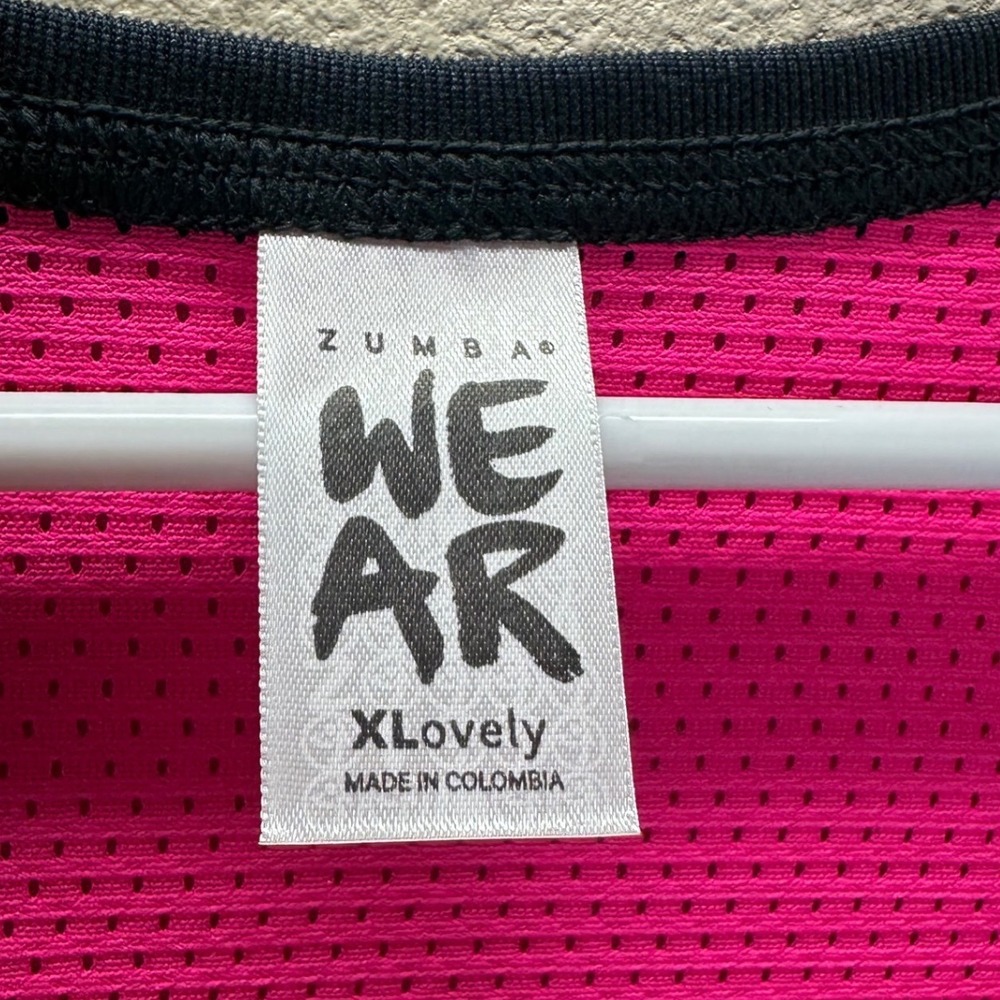 Zumba Wear Zumbini Instructor Mesh‎ Tank Top Pink Black XL Athletic Jersey Retro - Picture 3 of 6
